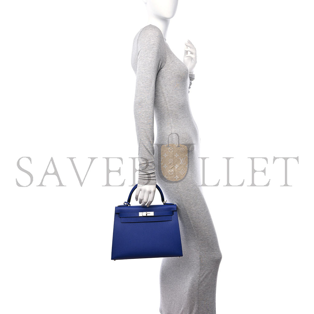 HERMÈS EPSOM KELLY SELLIER 28 BLEU ELECTRIQUE (28*22*10cm)